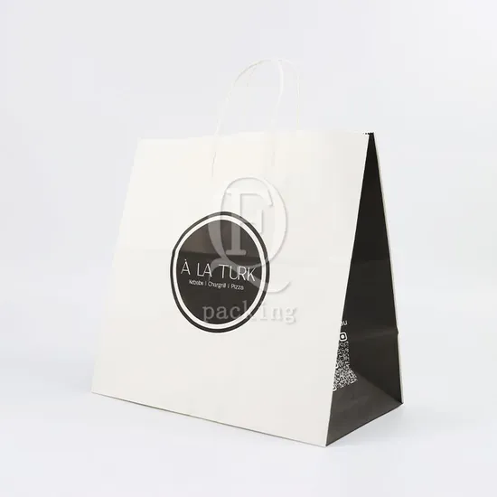 Wholesale Custom Printing Luxury Personalized Multi-Color Degradable Eco-Friendly Recyclable Shopping Gift Fruit Food Packaging Kraft White Card Paper Bag