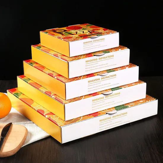 China Factory Wholesale Customized Printing High-Quality All Size Color Kraft Paper Corrugated Food Grade Degradable Packaging Pizza Box with Logo