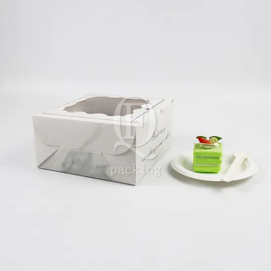 Factory Cheap Wholesale Custom Transparent Window Printed Logo Size Food Grade Doughnut Disposable Bakery Packaging Macaron Paper Cake Cardboard Box