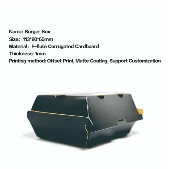 6inch Custom Long Foldable Printed Burger Cardboard Packaging Fast Food Hamburger Box for Hamburger