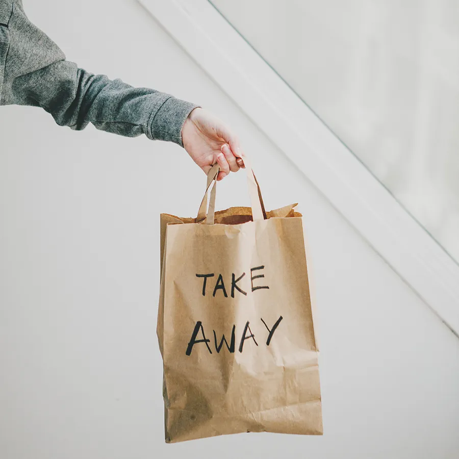 FDA/EU 100% Recycled Restaurant Food Delivery Take out Packaging Paper Bag