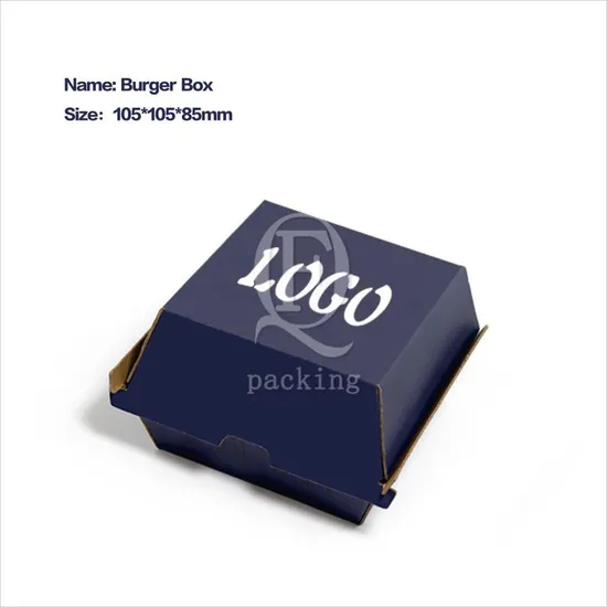 Wholesale Biodegradable Food Grade Disposable Takeaway Lunch Fries Hamburger Box Packaging Custom Print Logo Delivery Cardboard Corrugated Paper Burger Box