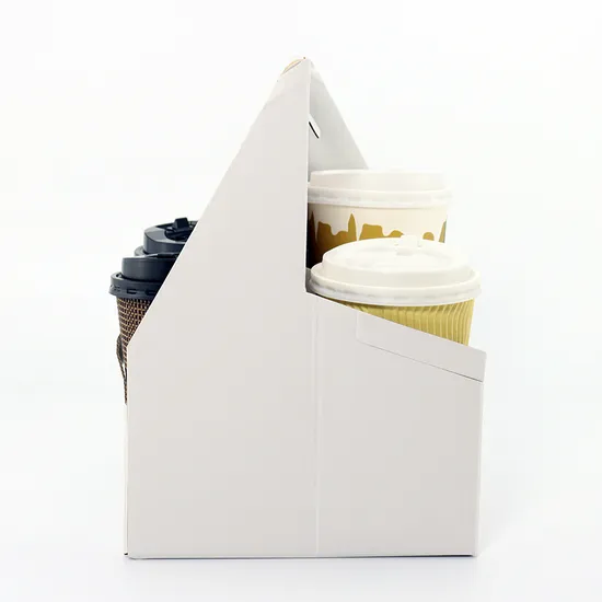 Customized Logo Foldable Cardboard 2/4 Compartments Disposable Coffee Tea Paper Cup Holder
