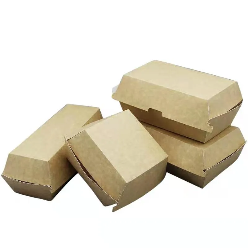Factory Customized Food Grade Rectangular Square Disposable Takeaway French Fries Chips Fried Chicken Popcorn Snack Food Packaging Corrugated Paper Burger Box