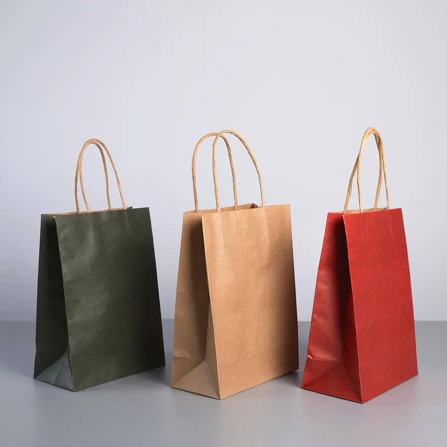 Factory Cheap Wholesale High-Quality Degradable Recyclable Kraft Card Paper Food Gift Bag Custom Print Colorful Portable Packaging Shopping Bag with Handle