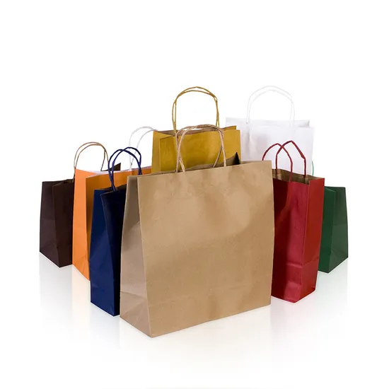 Factory Cheap Wholesale High-Quality Degradable Recyclable Kraft Card Paper Food Gift Bag Custom Print Colorful Portable Packaging Shopping Bag with Handle