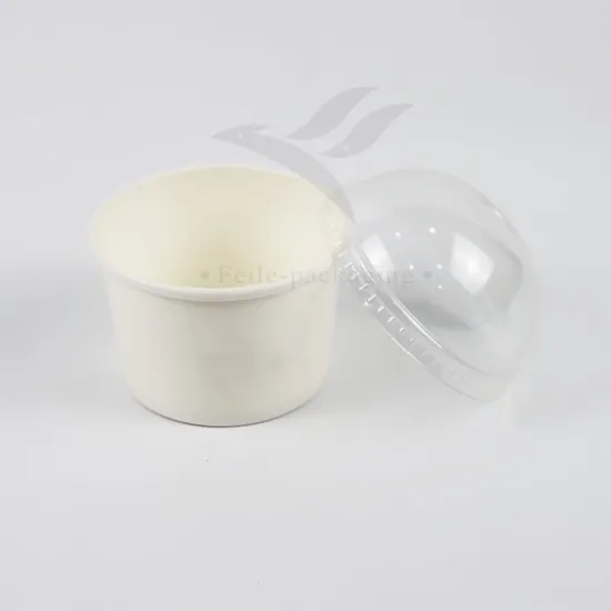 Factory Wholesale Cheap Customized Food Grade Disposable Biodegradable Soup Sauce Cup Ice Cream Cold Paper Cup with Lid and Spoon