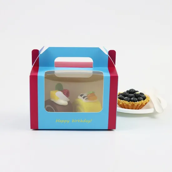 Custom Biodegradable Cake Packaging Paper Box with Handle Cake Box