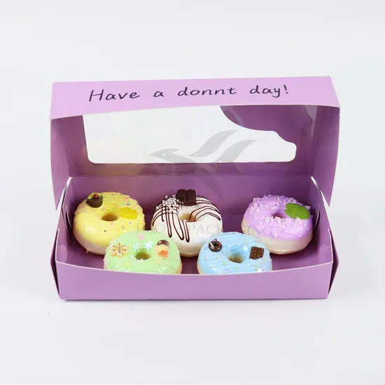 Factory Direct Sale Cheap Personalized Luxury Transparent Window Customized Printed Food Grade Disposable Packaging Macaron Cake Doughnut Sweet Cardboard Box