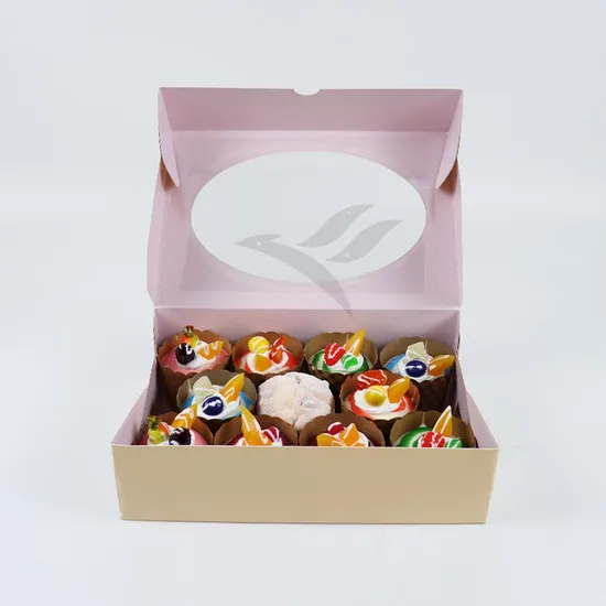 Factory Direct Sale Cheap Personalized Luxury Transparent Window Custom Printing Food Grade Disposable Packaging Macaron Cake Doughnut Sweet Cardboard Box
