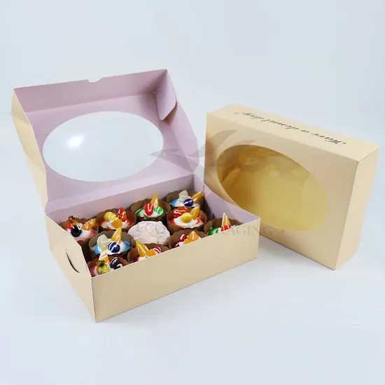 Factory Direct Sale Cheap Personalized Luxury Transparent Window Custom Printing Food Grade Disposable Packaging Macaron Cake Doughnut Sweet Cardboard Box