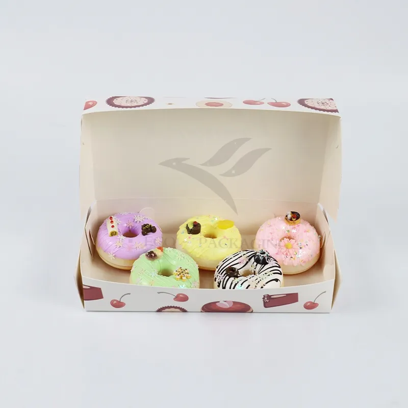 Factory Cheap Wholesale Custom Printed Logo Size Food Grade Luxury Disposable Bakery Packaging Macaron Cake Doughnut Kraft Cardboard Box