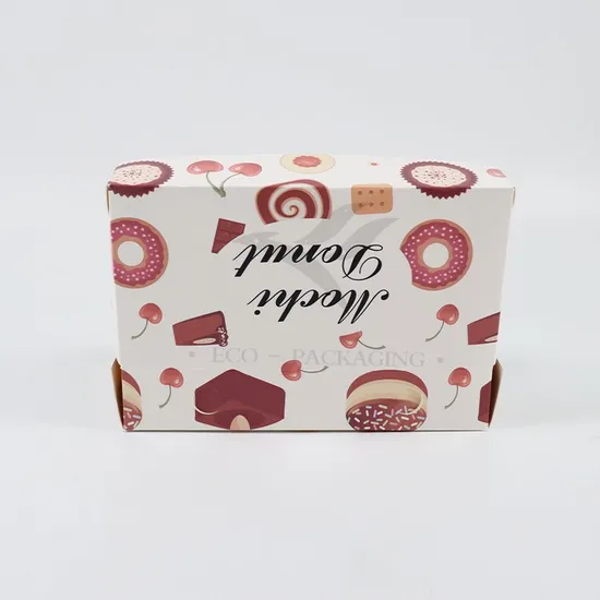 Factory Cheap Wholesale Custom Printed Logo Size Food Grade Luxury Disposable Bakery Packaging Macaron Cake Doughnut Kraft Cardboard Box