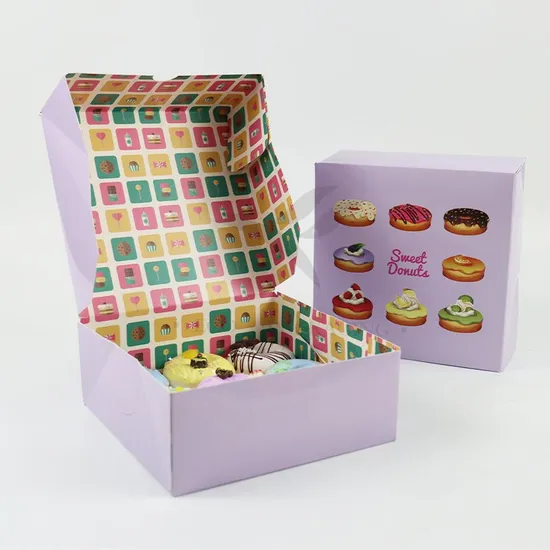 Factory Direct Sale Wholesale Personalized Luxury Customized Printed Logo Size Food Grade Disposable Packaging Macaron Cake Doughnut Sweet Cardboard Box