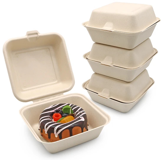 Disposable Bagasse Take Away Food Box Food Packaging Hamburger Box
