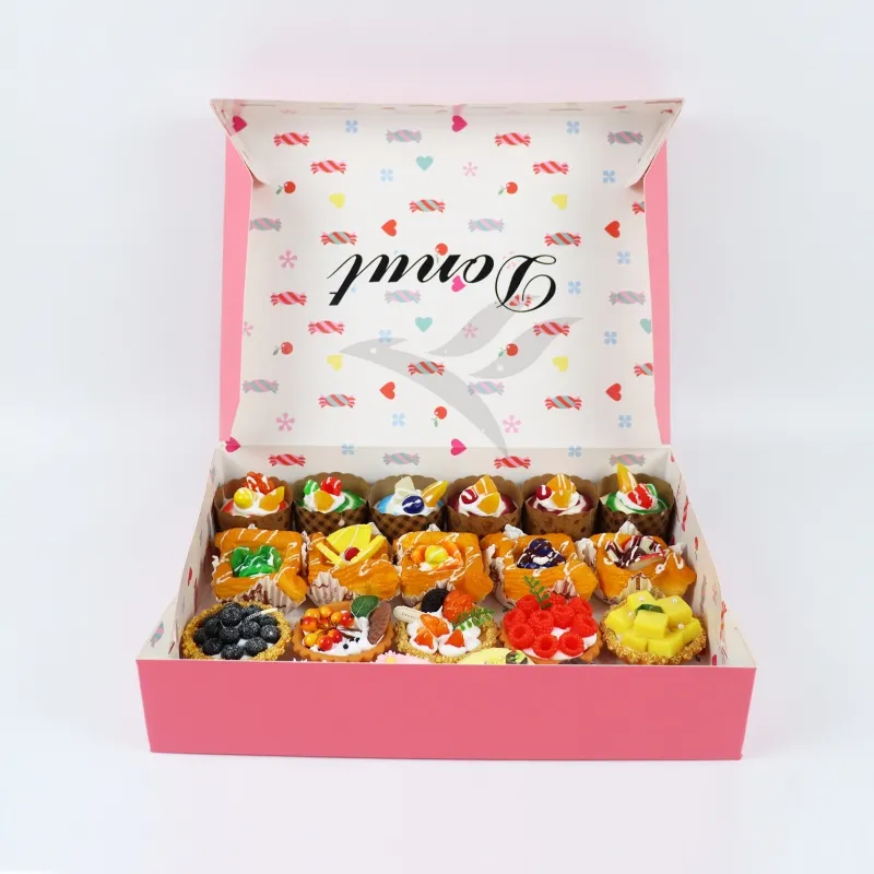 Factory Wholesale Cheap Personalized Luxury Customized Printed Logo Size Food Grade Disposable Packaging Macaron Cake Doughnut Sweet Cardboard Box