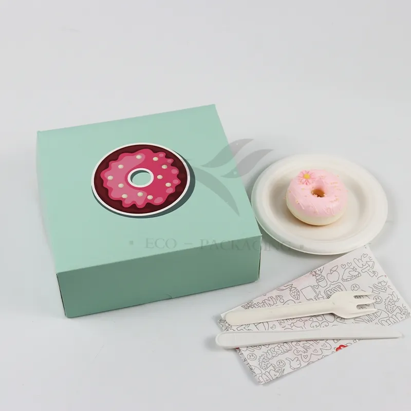 Factory Direct Sale Wholesale Personalized Luxury Customized Printed Logo Size Food Grade Disposable Packaging Macaron Cake Doughnut Sweet Cardboard Box