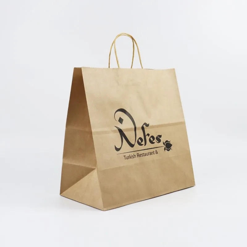 Factory Wholesale Custom Print Luxury Personalized Degradable Recyclable Shopping Gift Food Arts Crafts Packaging Kraft Cardboard Paper Bag with Portable Handle