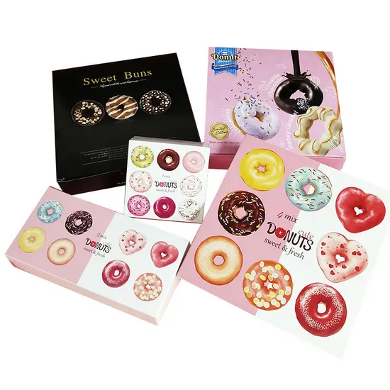 Custom Logo Donut Box Doughnut Package Bakery Cake Boards Box Personalized Boxes