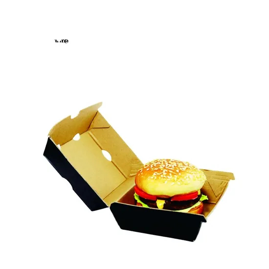 Wholesale Biodegradable Burger Boxes Take out Fast Food Paper Container Box Paper Packaging Box
