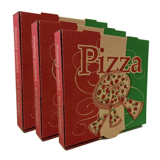 Custom Printed Food Grade Flute Corrugated Custom Printed Size Pizza Box for Pizza Food Takeaway Packaging
