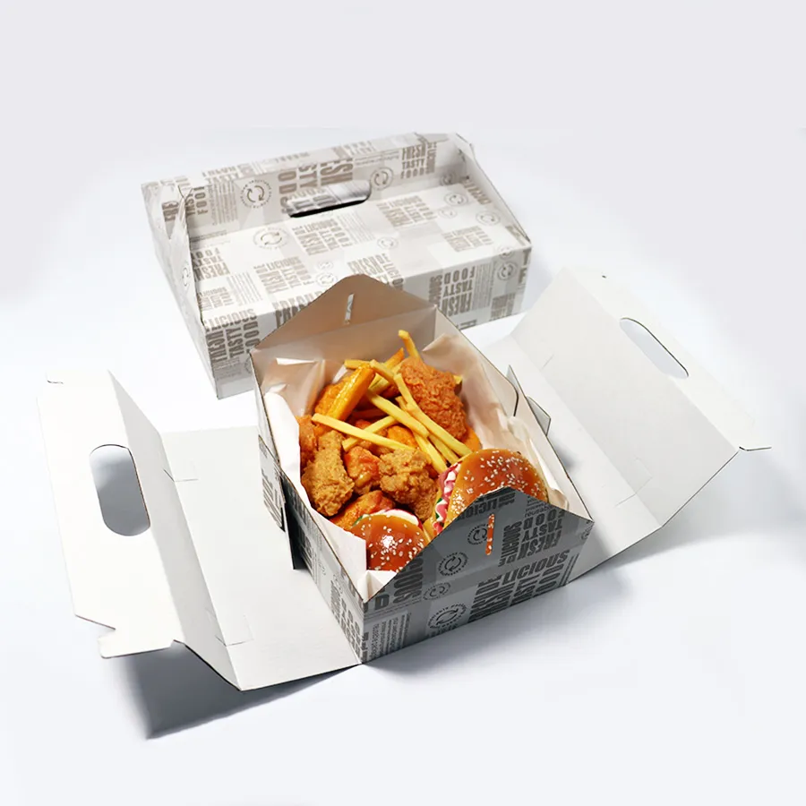 Biodegradable Handheld Burger Hot Dog Fried Chicken Packing Box Takeaway Packing Box