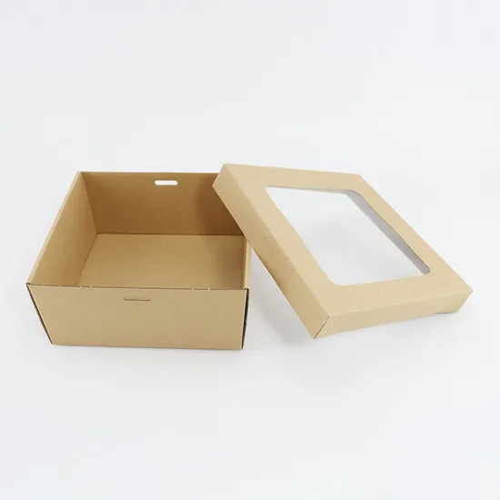 Custom Shipping Boxes Paper Gift Box Cake Food Packaging Cookie Donuts Boxes Packing Kraft Paper Square Box with Window