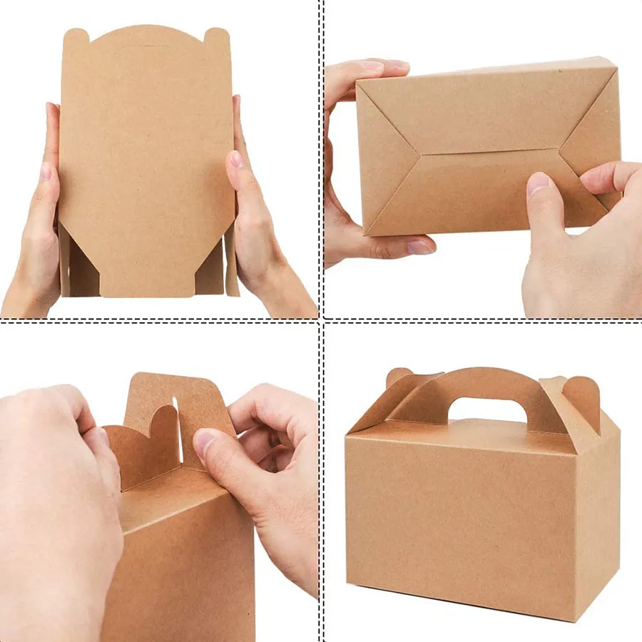 Cupcake Bread Dessert Packing Paper Gift Boxes Food Cardboard Food Package Cake Box with Handle