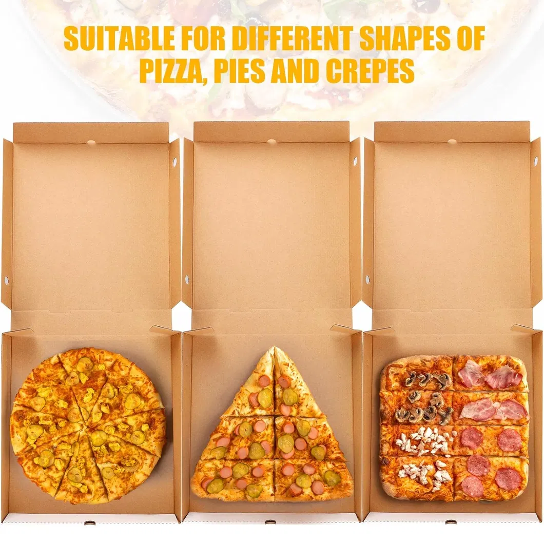 Easy Foldable Custom Printed Biodegradable Kraft Pizza Boxes for Sustainable Packaging Delivery Packaging Paper Box