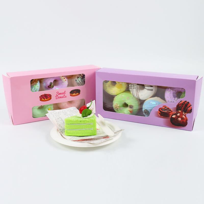 Wholesale Cake Biscuit Cookie Donut Box Packaging with Logo Biodegradable Folding Paper Cardboard Packing with Window