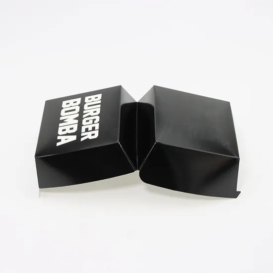Custom Size Print Durable Food-Safe Paper Burger Packaging Boxes Recyclable Hamburger Container Box