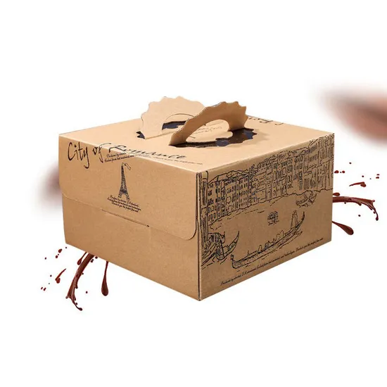 Customized Paper Cake Box with Handles Folding Cake Carrier Box with Window Bakery Boxes