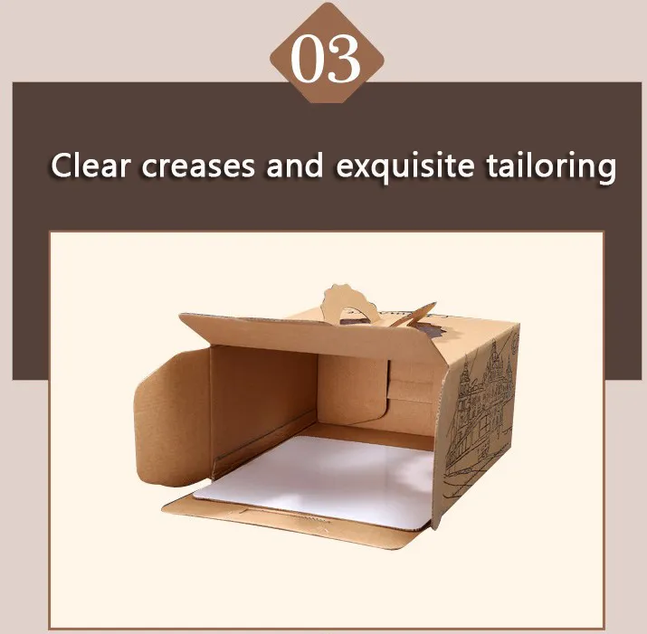 Customized Paper Cake Box with Handles Folding Cake Carrier Box with Window Bakery Boxes
