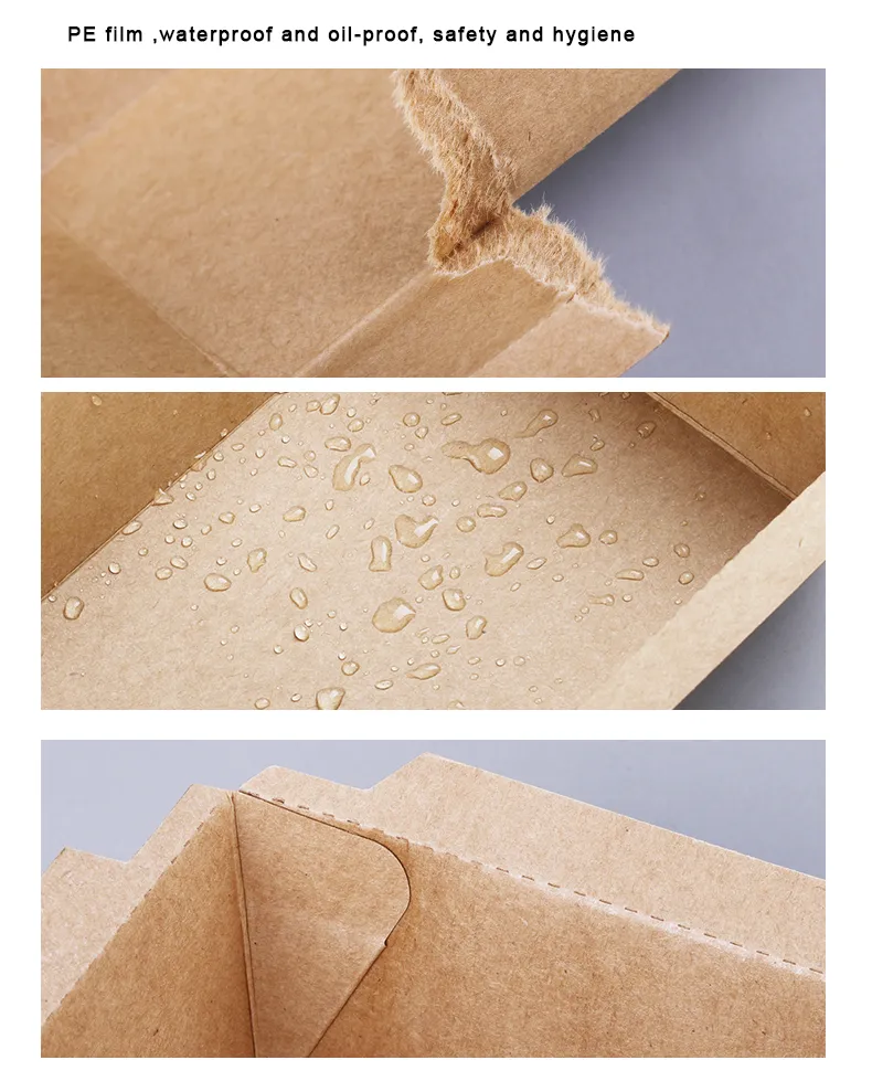 Wholesale Custom Printing Fast Food Take Away Box Disposable Kraft Paper Meal Box