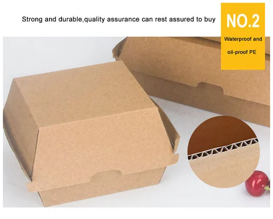 Wholesale Biodegradable Paper Box for Burger Clamshell Burger Box Disposable Custom Kraft Boxes for Burger