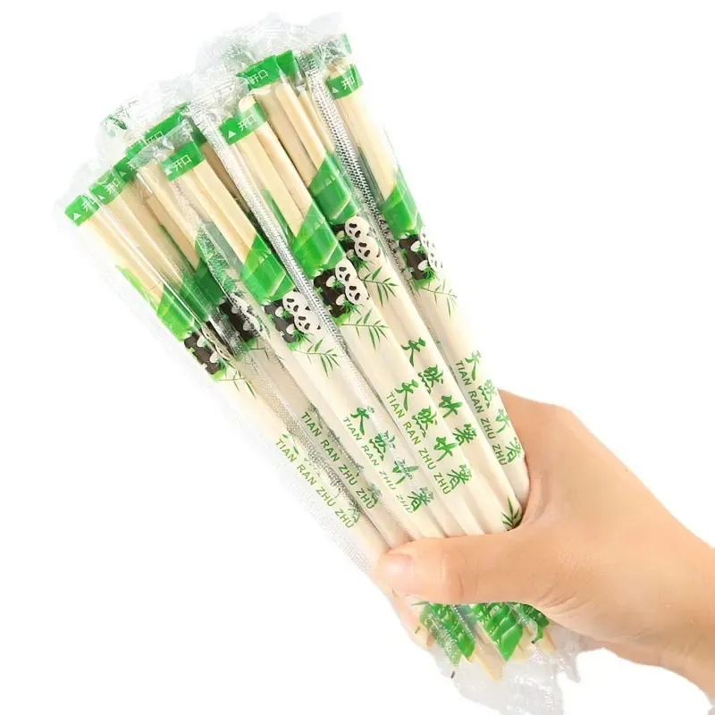 Custom Disposable Eco Friendly Chopsticks Round Bamboo Chopsticks with Paper Bag or Plastic Package