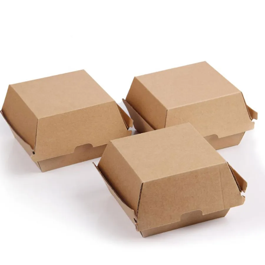 Customized Personalized Logo Brown Natural Color Food Grade Kraft Paper Box for Fried Chicken Fast Takeaway Food