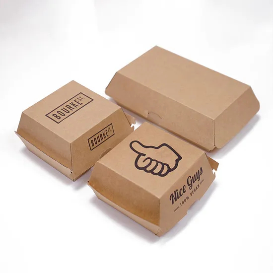 Custom Fast Food Branded Packaging Printing Logo Sandwich Popcorn Hot Dog Paper Fried Chicken Hamburger Burger Box