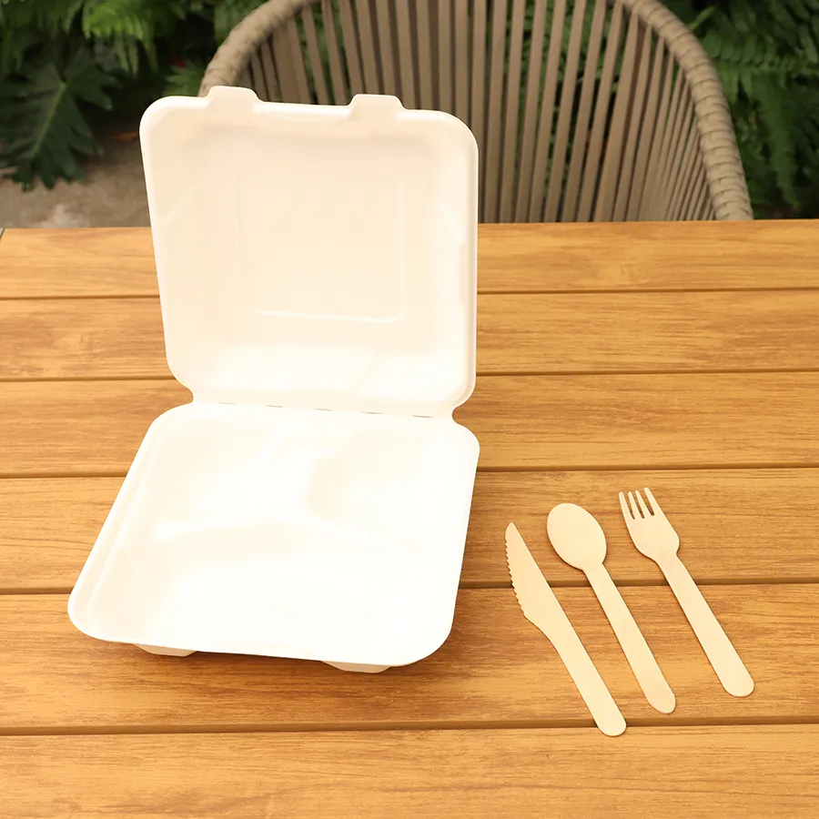 Factory Wholesale Bio-Degradable Bagasse Bento Box Sugar Cane Box for Burger Takeaway Packaging