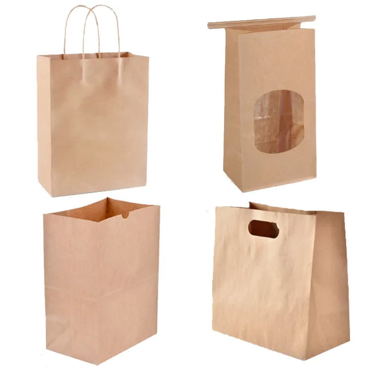 High Quality Take Away Paper Bag Kraft Paper Bag Bread Packaging Paper Bag