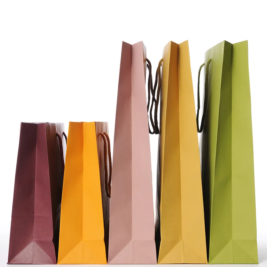 Customized Recycled Brown Waterproof Portable Handbag with Kraft Paper Bag