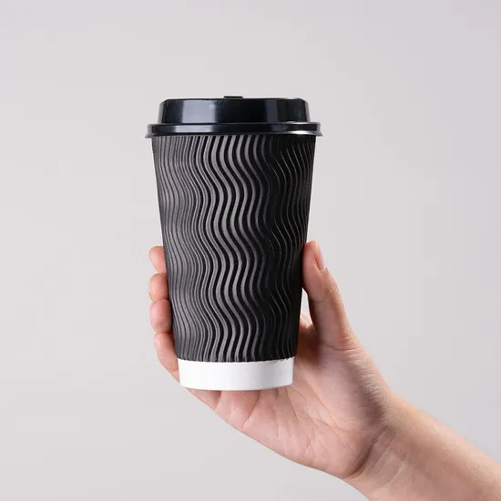 Biodegradable OEM Custom Logo Disposable Hot Coffee Paper Cup with Lid