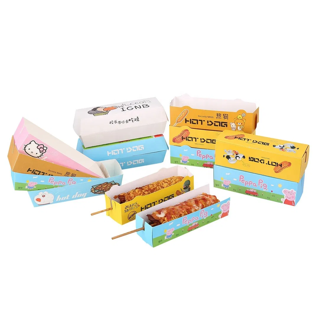 Customized Food Packaging Custom Paper Packaging Fast Food Box Hot Dog Paper Holder