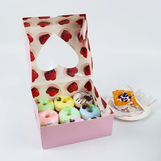 Custom Transparent Paper Package with Logo for Donut Chocolate Cookie Packaging Box