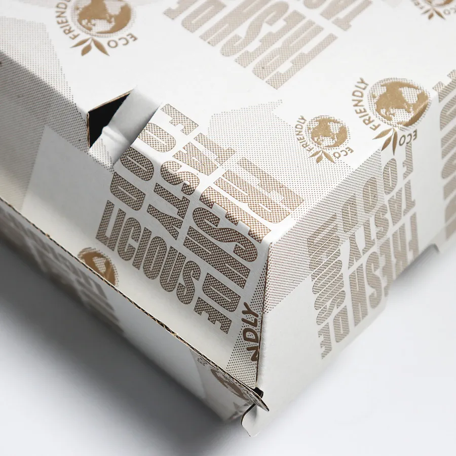 Paper Burger Packaging Box Fast Food F-Flute Corrugated Container Custom Printed Paper Burger Box Recyclable