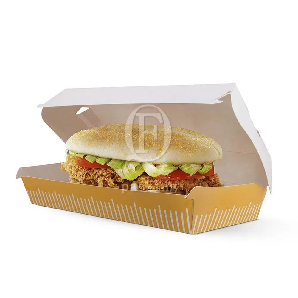 Folding Design No Deformation Customized Biodegrable Hamburger Box for Camping or Hiking