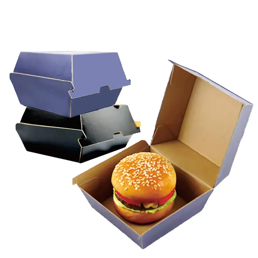 6inch Biodegradable SGS Food Box Delivery Corrugated Paper Hamburger Box Food Packaging