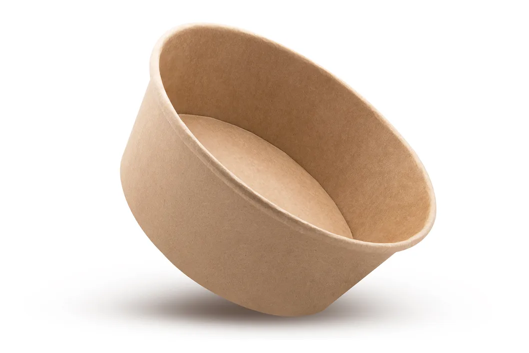 Disposable Salad Food Take Away Packaging Round White Paper Bowl with Lid