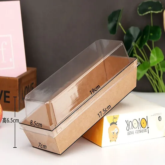 Wholesale Custom Food Grade Kraft Sandwich Packaging Box with Clear Pet Lid Sandwich Wrapping Box
