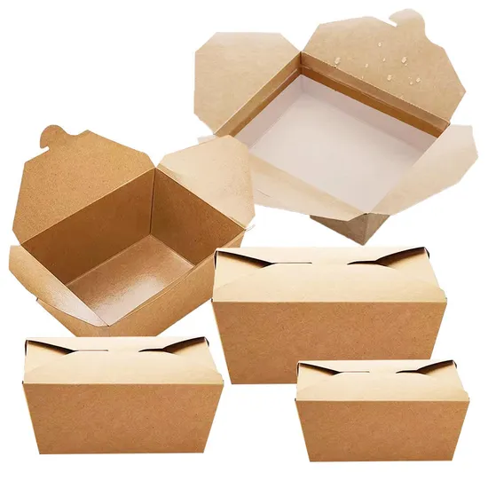 Kraft Paper Take out Containers Lunch Meal Food Box Disposable Storage to Go Packaging for Restaurant and Catering